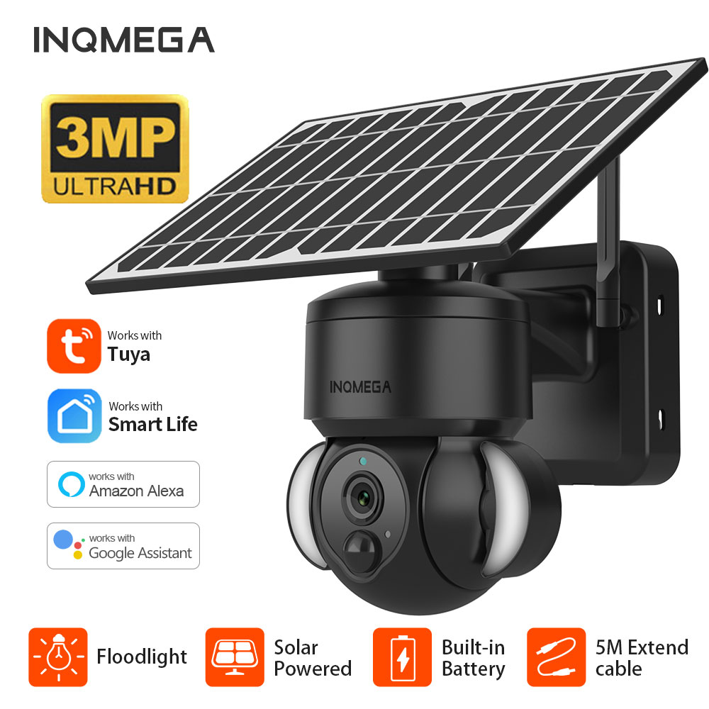 Solar Security Camera Light - INQMEGA 3MP TUYA Solar Surveillance Camera