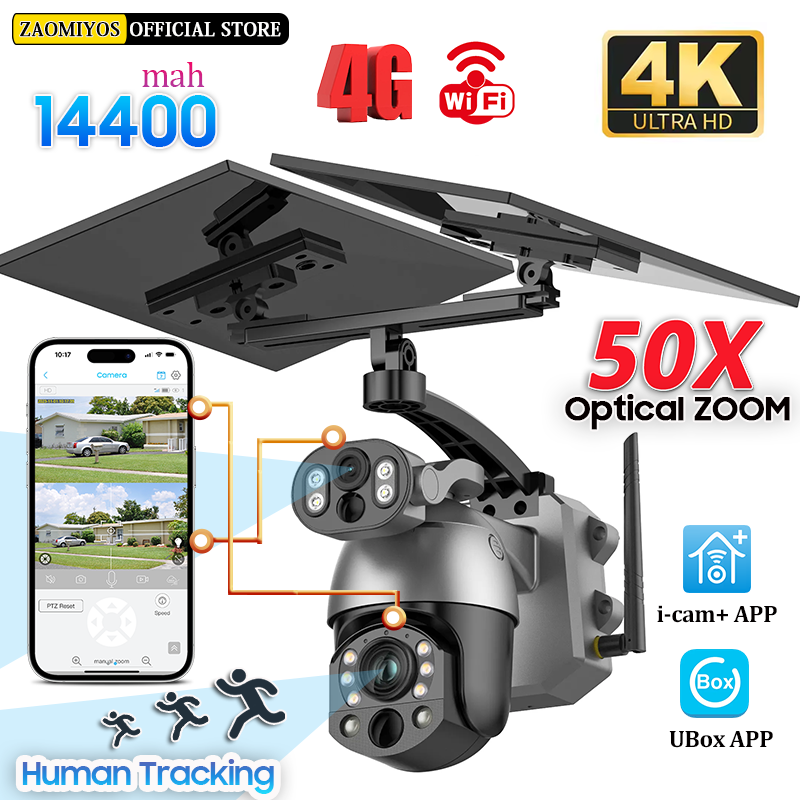 Solar Security Camera Light - 4K 50X ZOOM 10MP Solar Camera