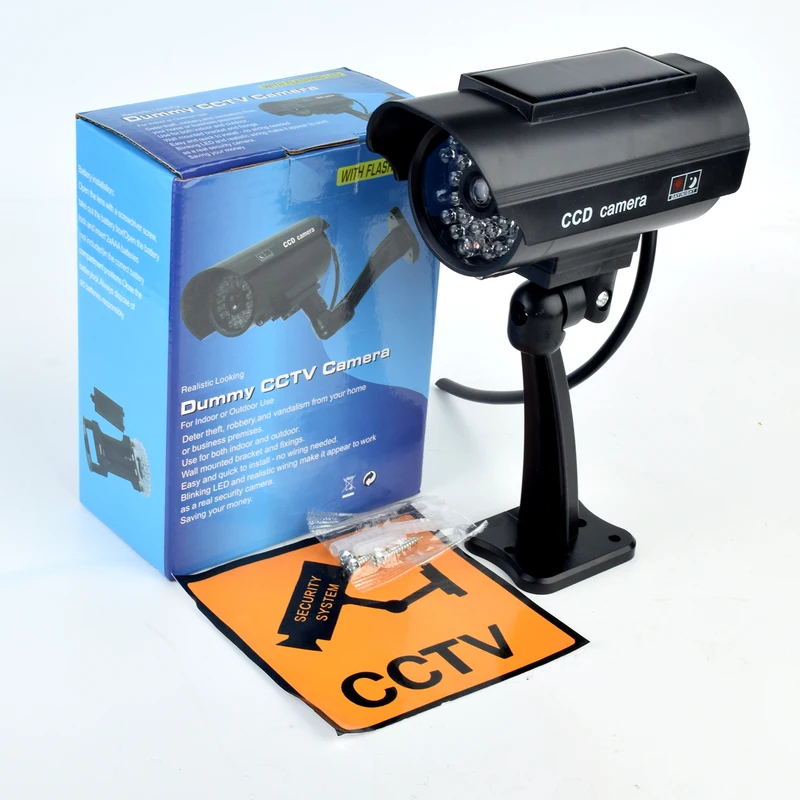 Solar Security Camera Light - Solar Powered Dummy Security Camera, Fake