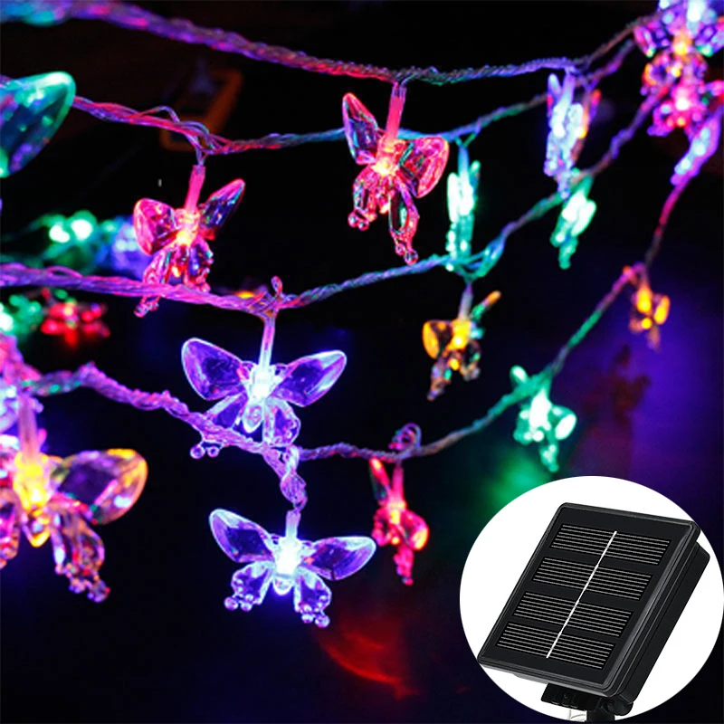 Solar String Lights Outdoor 20M - Crystal Butterfly Outdoor Solar String Lights
