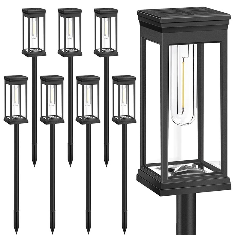 Solar Pathway Lights 8 Pack - Hot SV-Outdoor LED Square Solar Pathway