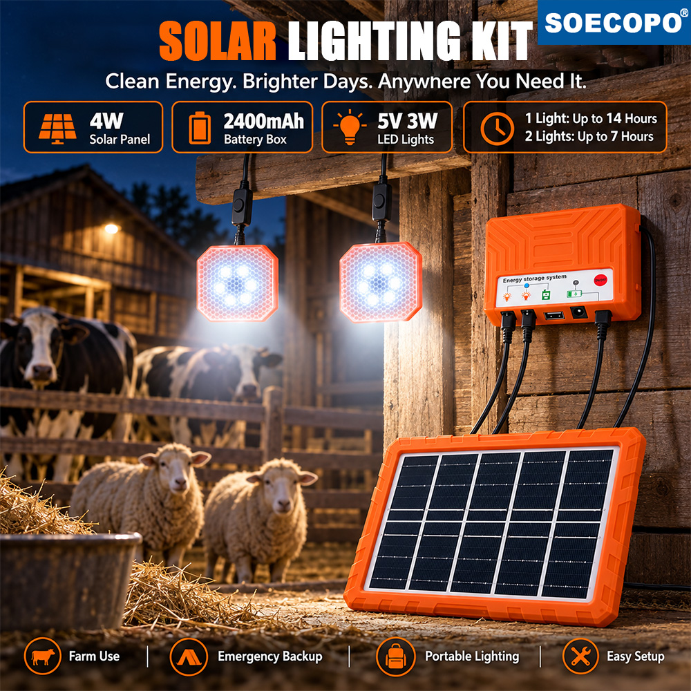 Solar Panel Light Kit Shed - 4W Solar Panel Lighting Kit 2400mAh