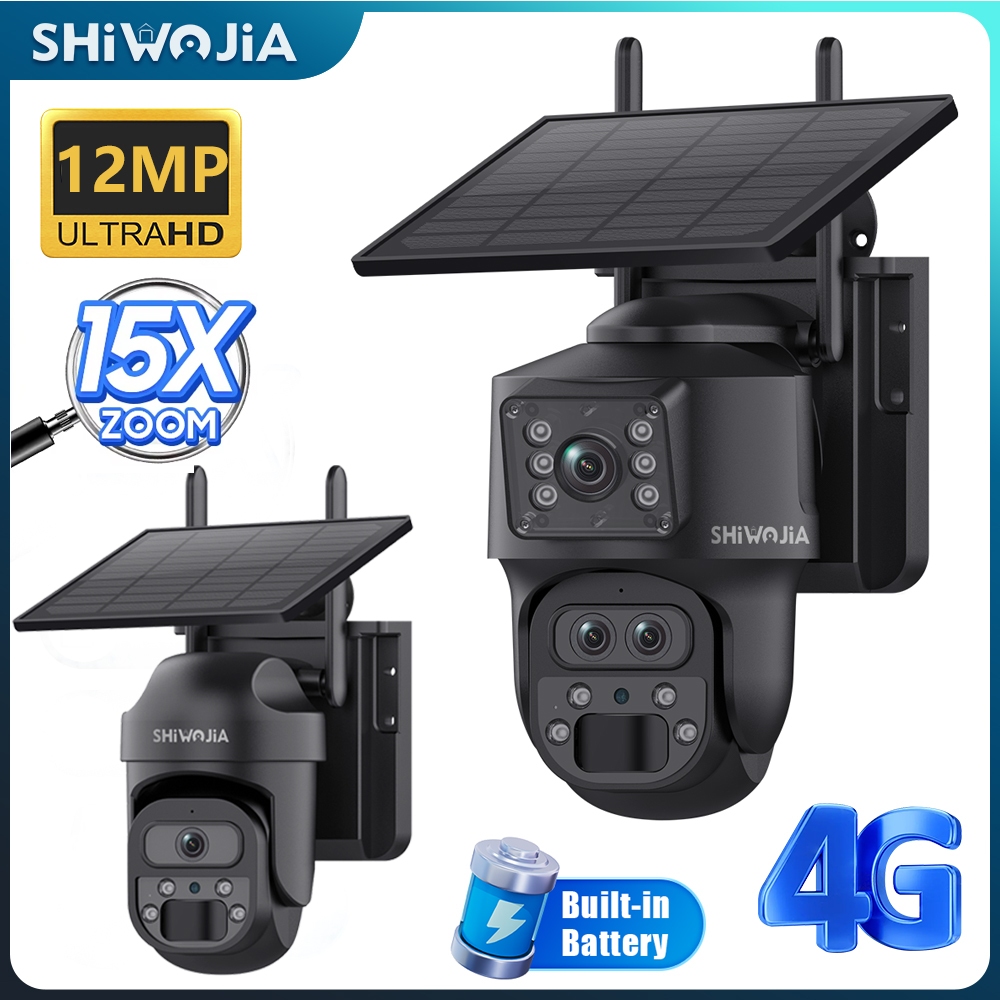 Solar Security Camera Light - SHIWOJIA 15X ZOOM Solar Camera 4G