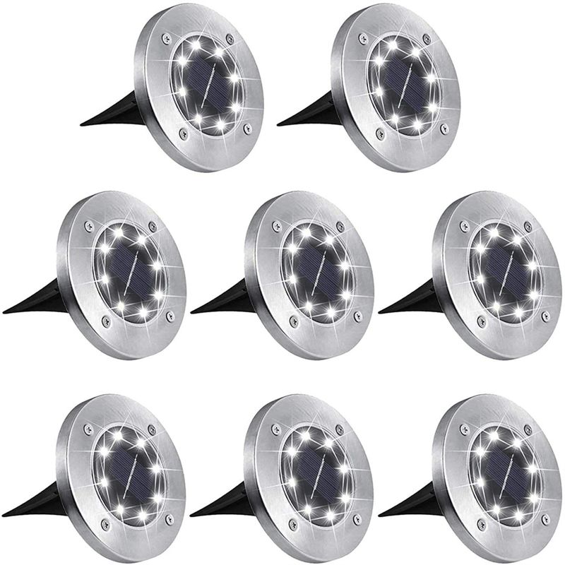 Solar Pathway Lights 8 Pack - [NEW!A08R】 8-Pack Waterproof Solar LED Disk