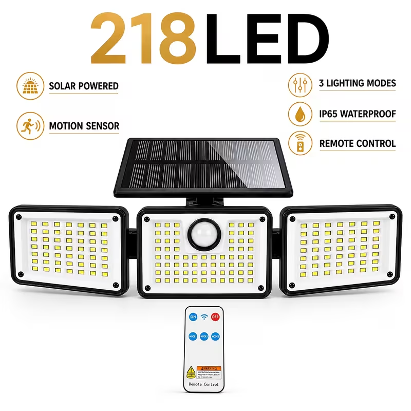 Solar Post Cap Light 4X4 - 218 LED Solar Motion Sensor Light
