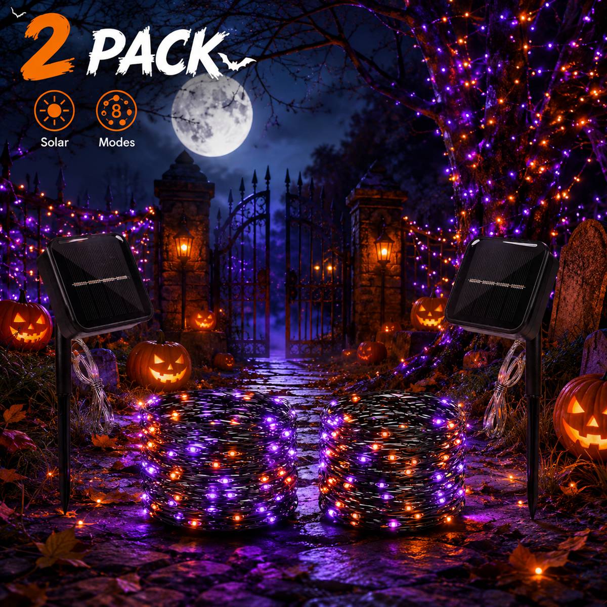 Solar Pathway Lights 8 Pack - 2 Pack Halloween Solar Powered LED