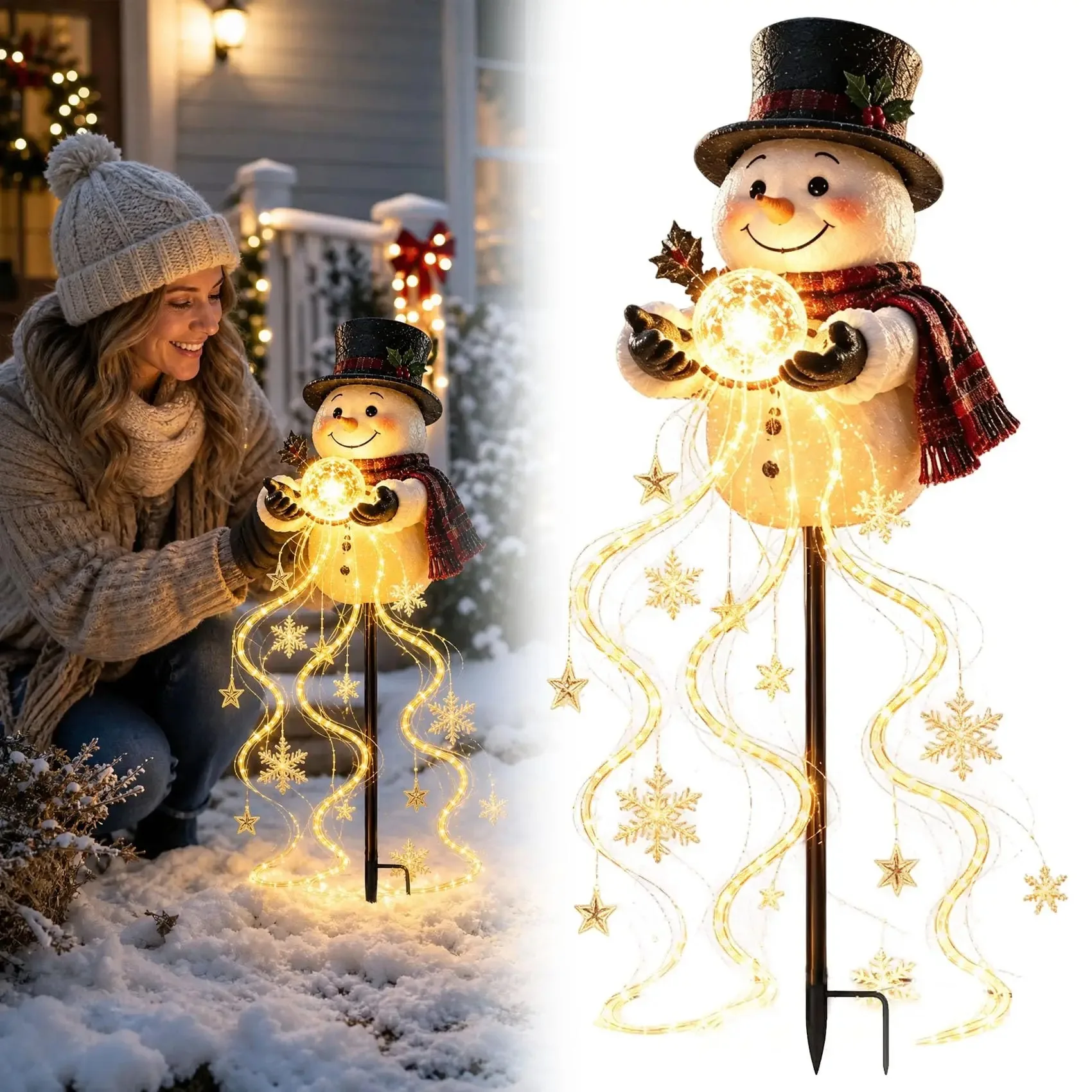 Christmas Snowman Figurine Sol - Solar Garden Light Outdoor Waterproof review and price