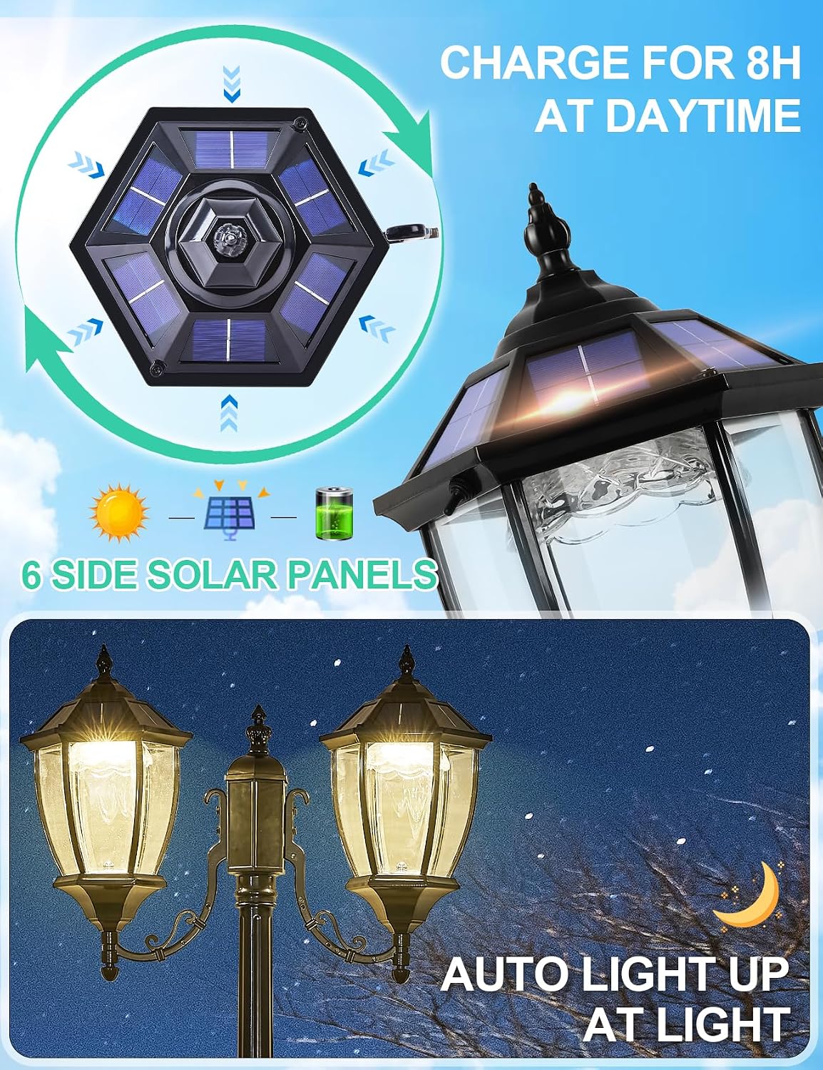 Outdoor Solar Pole Lights Dusk - Solar Garden Light Dusk To Dawn review and price