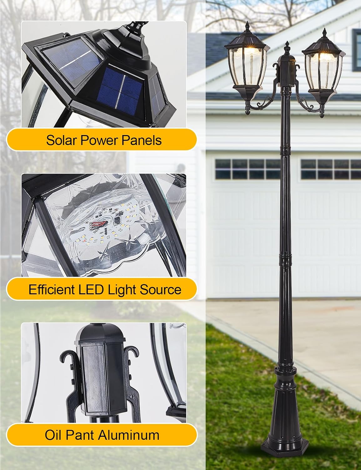 Outdoor Solar Pole Lights Dusk - Solar Garden Light Dusk To Dawn review and price
