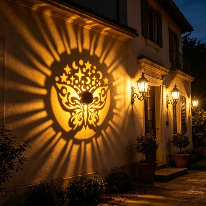 Solar Mandala Butterfly Projec - Solar Wall Light Fence Lamp review and price