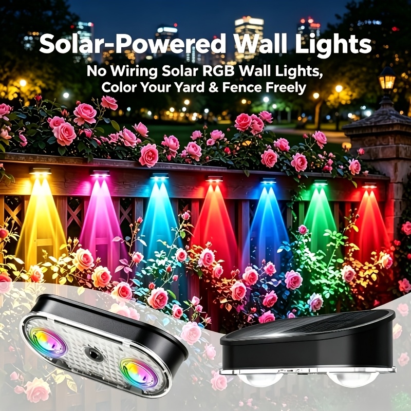 RGB Solar Fence Light IP44, 8  - Solar Wall Light Fence Lamp review and price