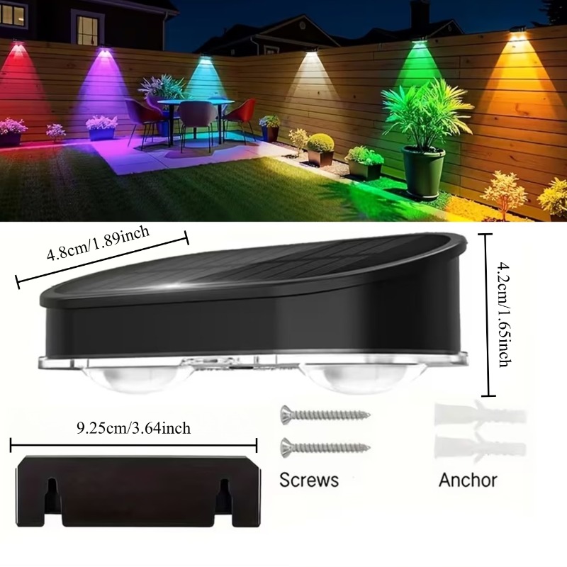 RGB Solar Fence Light IP44, 8  - Solar Wall Light Fence Lamp review and price