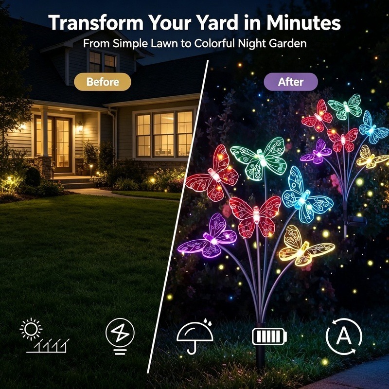 Solar Powered Butterfly Lights - Solar Garden Light Outdoor Waterproof review and price