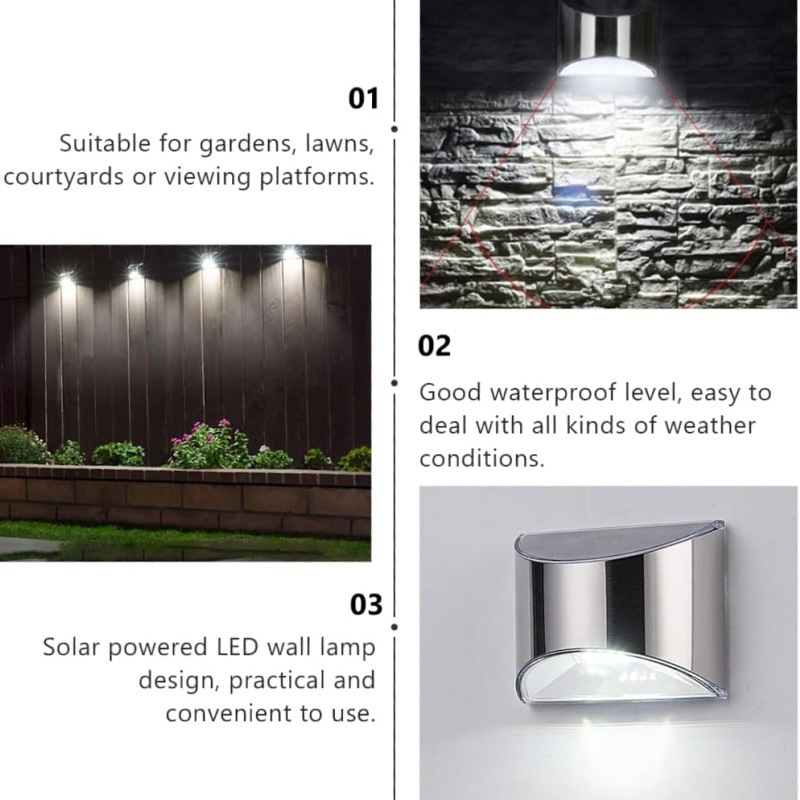 2Pcs Solar Garden Light Stainl - Solar Wall Light Fence Lamp review and price