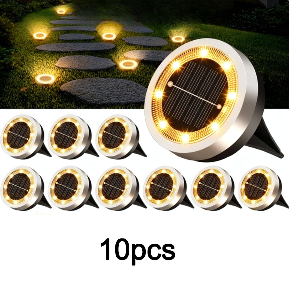 10 Pack Solar Powered 8-LED Gr - Solar Pathway Lights 8 Pack review and price